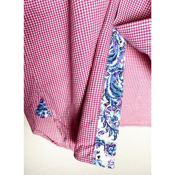 Ted Baker Endurance Mens Long Sleeve Button Down Shirt Red White Gingham Paisley - Picture 7 of 11